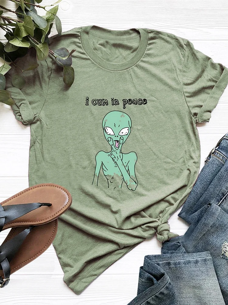 Bestdealfriday I Cum In Peace Alien Graphic Tee