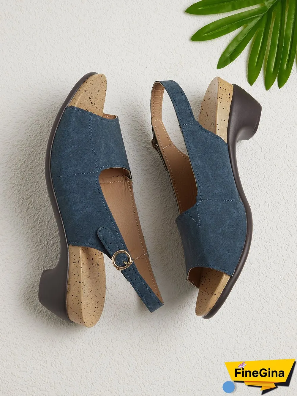 Retro Solid Simple Open Toe Chunky Heel Sandals