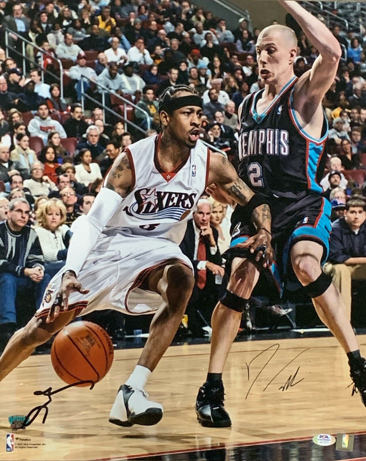 Allen Iverson Jason Williams dual signed 16x20 Photo Poster painting 76ers Grizzlies PSA COA