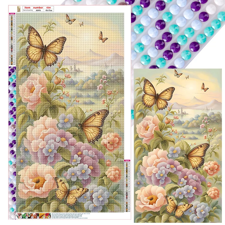 Place Of Pansies 40*70CM (Canvas) Full Round Drill Diamond Painting gbfke