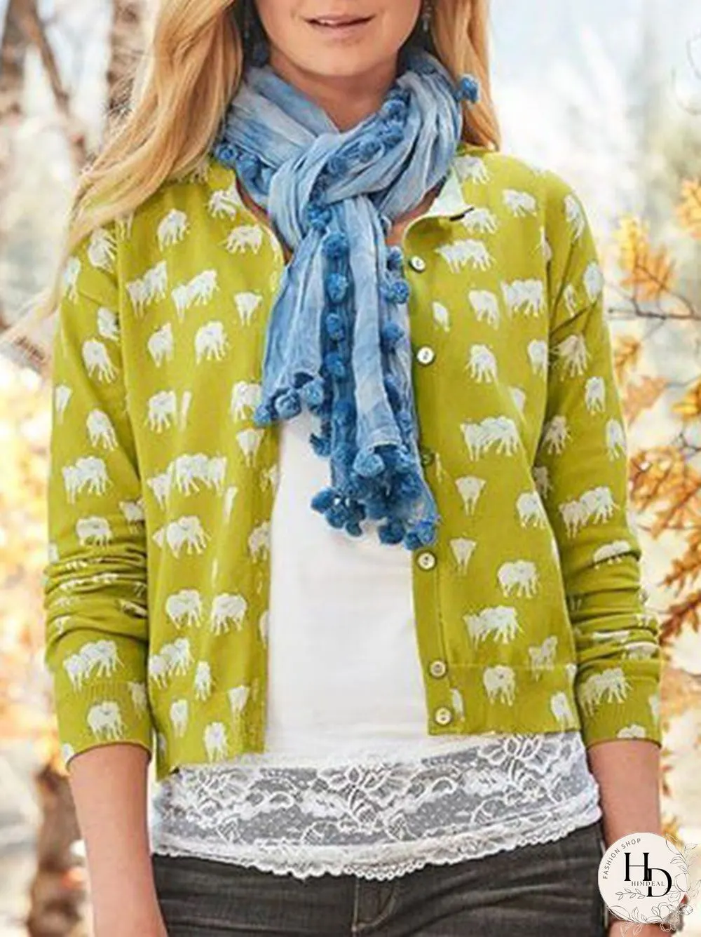 Women Vintage Winter Printed Polyester Mid-weight Micro-Elasticity Plus Size Loose Crew