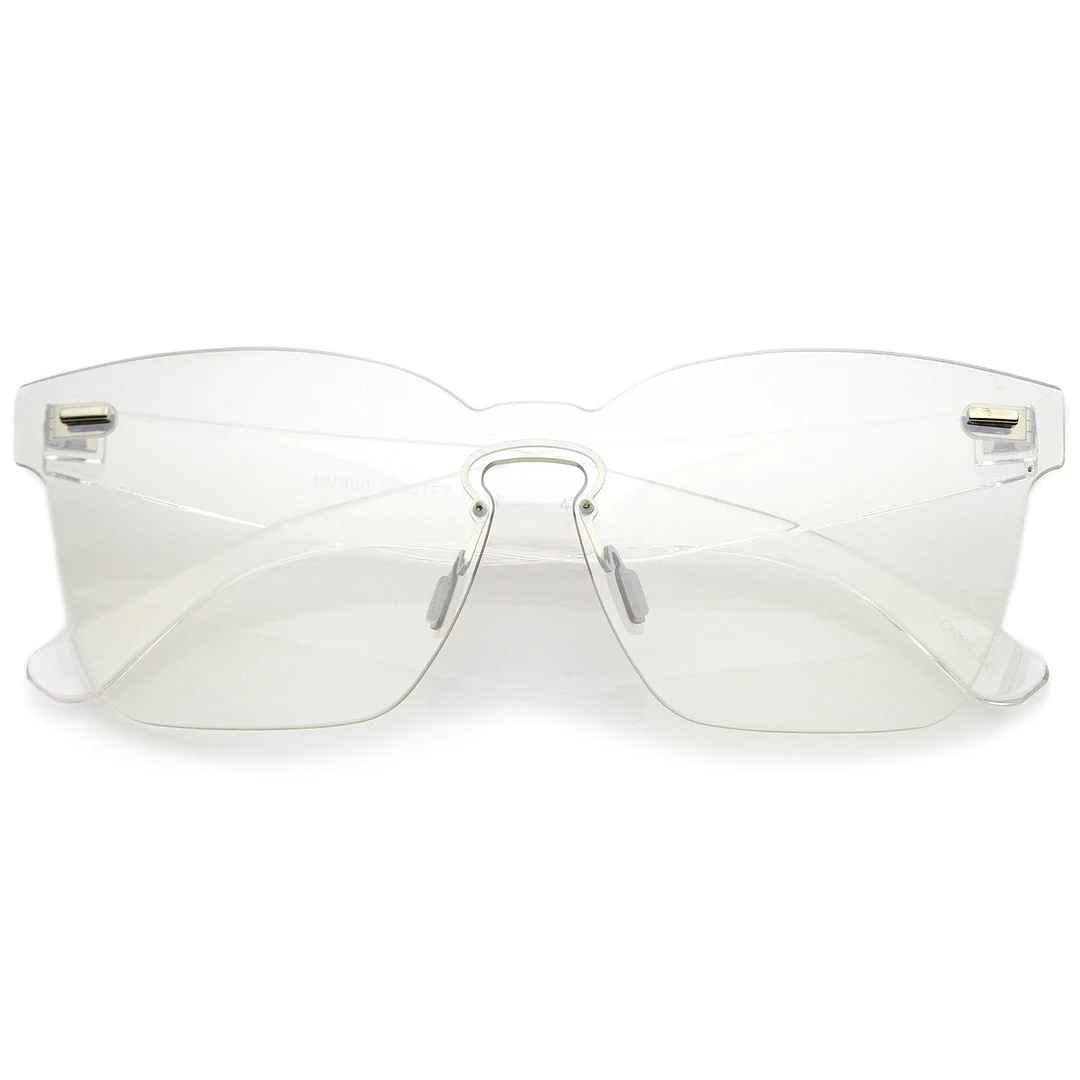 Oversize Rimless Keyhole Nose Bridge Mono Lens Horn Rimmed glasses 63mm