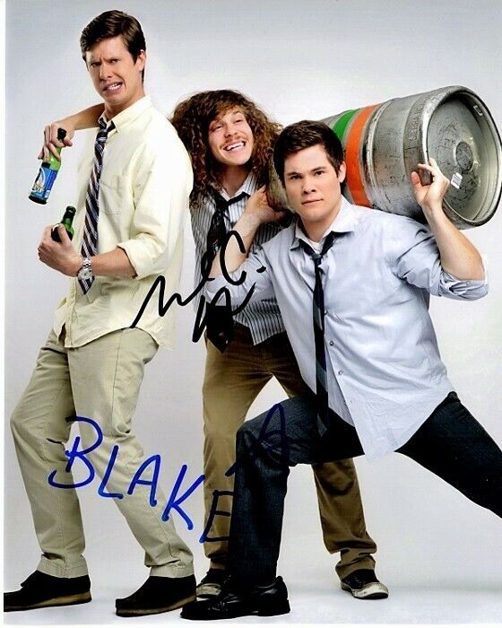 Adam Devine, Blake Anderson, and Anders Holm Signed Workaholics Cast 8x10 Photo Poster painting