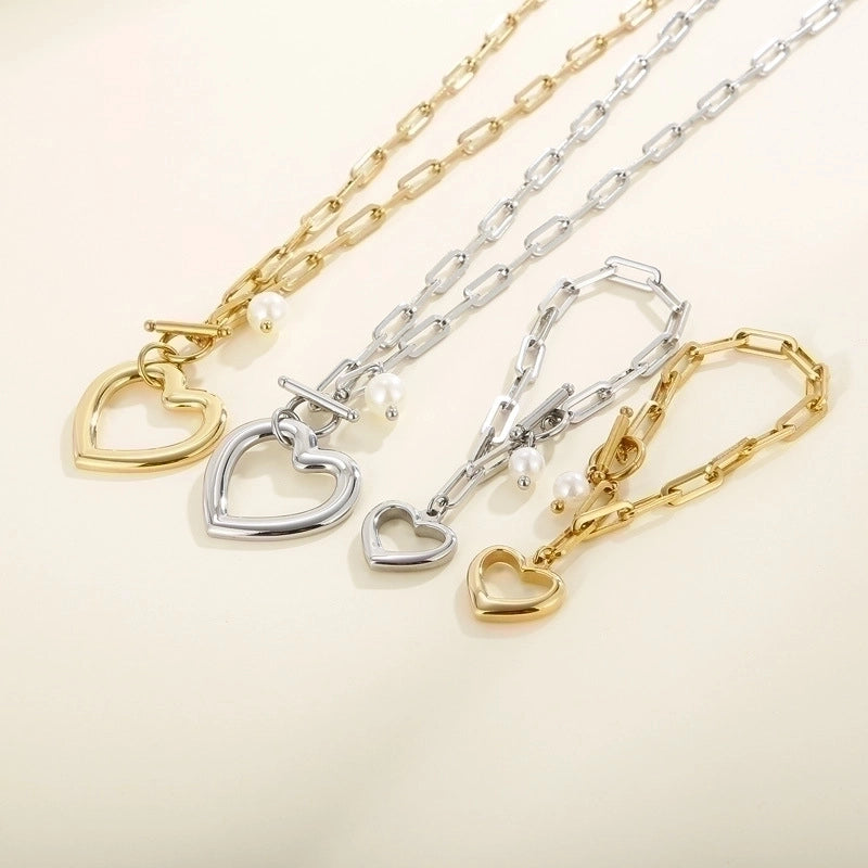 Titanium Steel 18K Gold Plated Fashion Heart