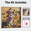 Kit de peinture de perles maison pour chaton d&rsquo;Halloween avec cadre 20x20 cm