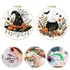 Embroidery Starter Kit with Pattern Halloween Witch Hat Magic Cauldron 2Pcs tapestrymarket