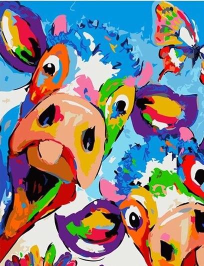 

Exotic Colorful Cows – Paint By Numbers - 40*50CM, 501 Original