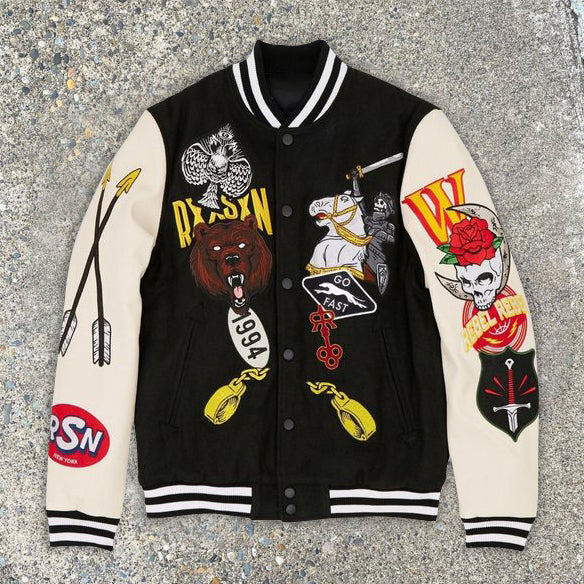 Casual retro baseball motorcycle jacket