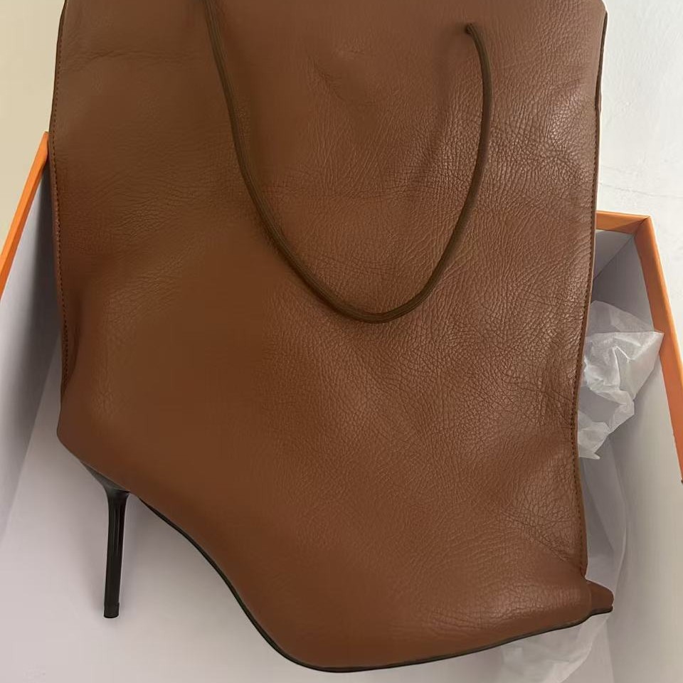 100mm Pointed Toe High Heel Boots Fashion Trouser Boots Hand-Held Boots-MERUMOTE