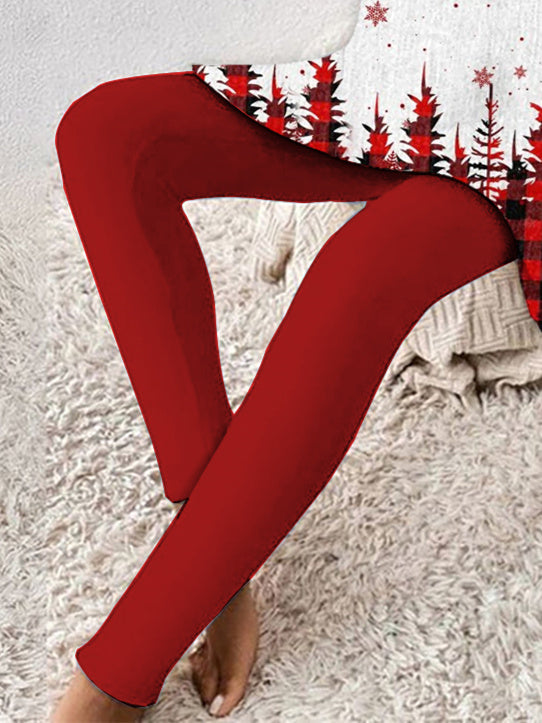 Women Casual Long Sleeve Round Neck Graphic Christmas Two-Piece Set