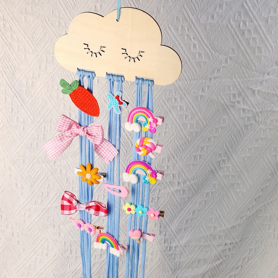 INS Nordic Wooden Cloud Baby Hair Clips Holder Princess Girls Hairpin Hairband Storage Pendant Jewelry Organizer Wall Ornaments