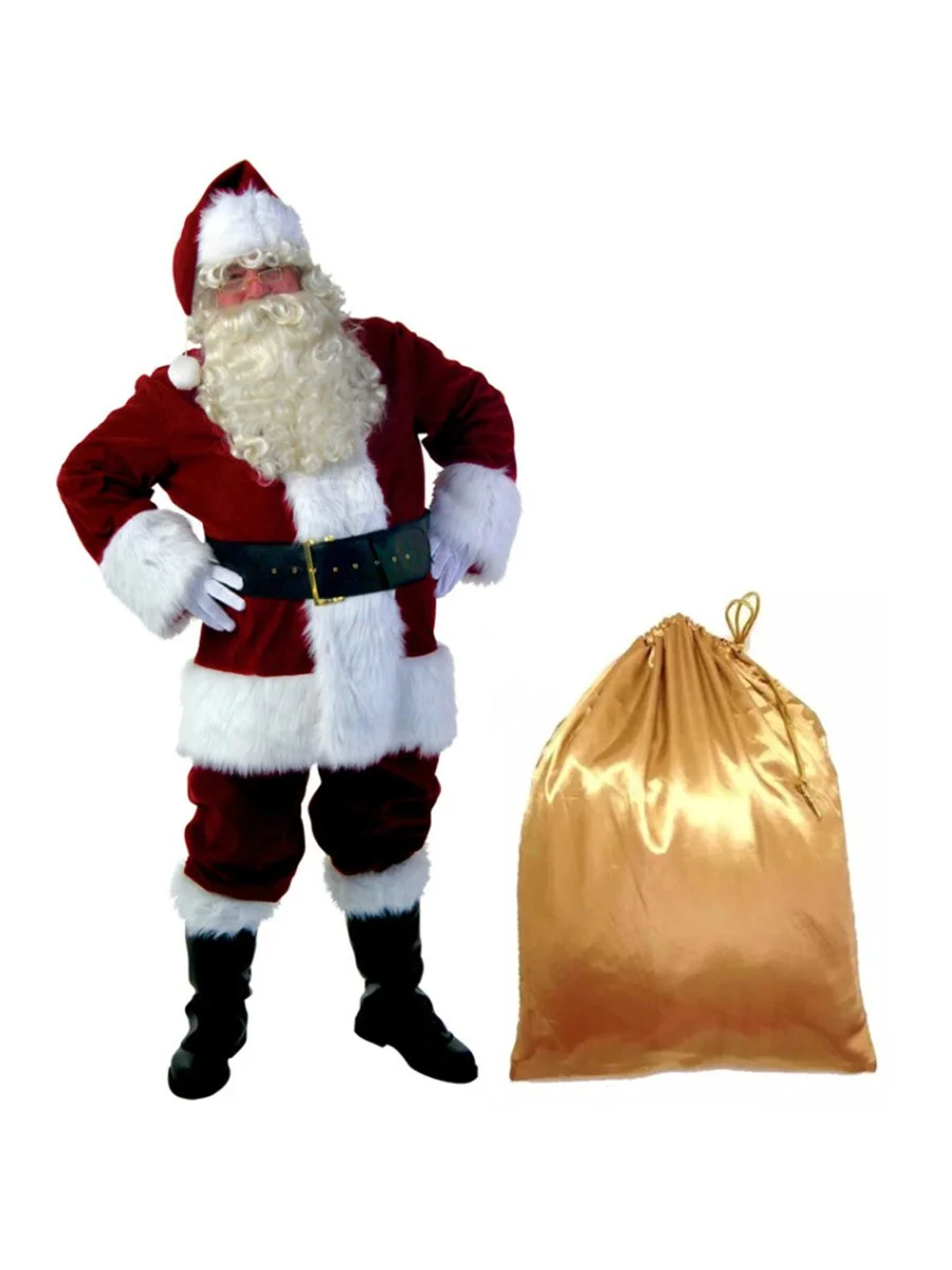 10 Pcs Christmas Set Cosplay Santa Claus Costume