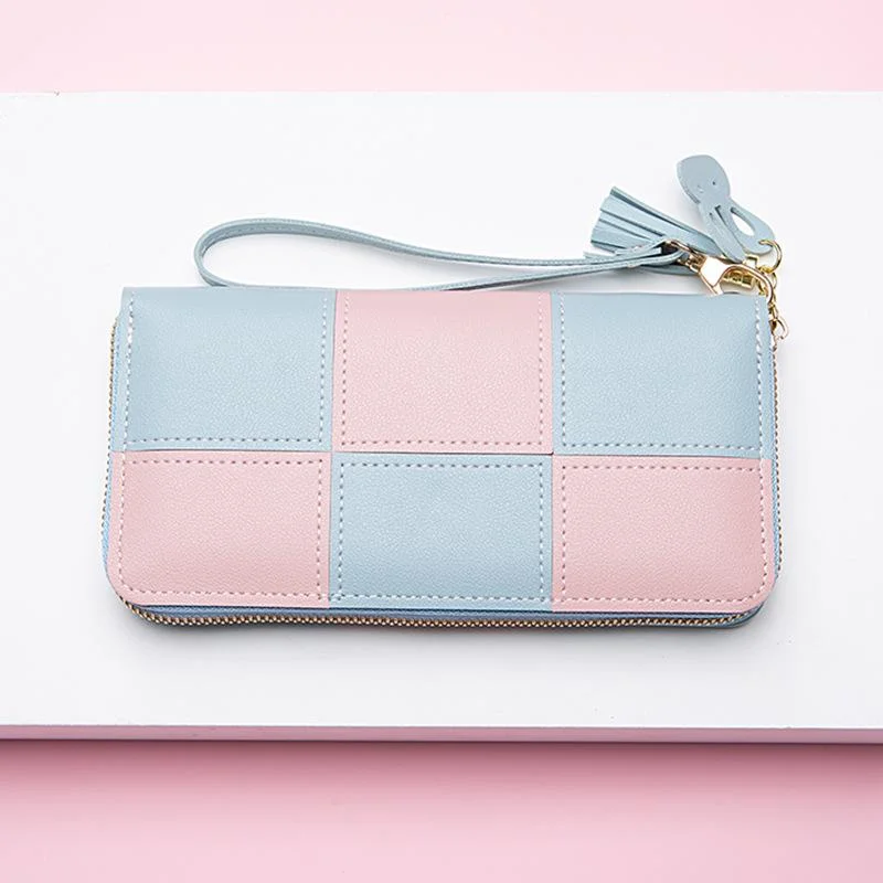 Fashion Wallet Long Girl Bag New Contrast Zipper Carry Wallet Card Bag