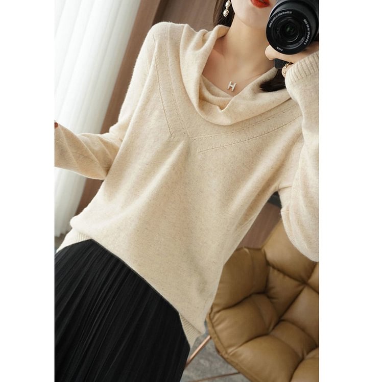 Long Sleeve Plain Shift Sweater