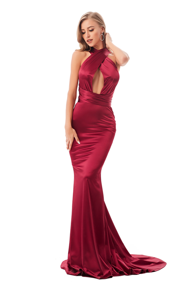 Convertible Halter Mermaid Long Evening Prom Gowns Online - lulusllly