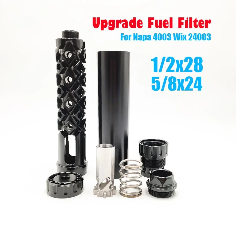 1.7''x8.65''L Solvent Trap 10mm Fuel Filter 1.375 x 24 Aluminum Tube 5/8x24 1/2x28 Oil Filter Oil Catching Cleaning Device Kit