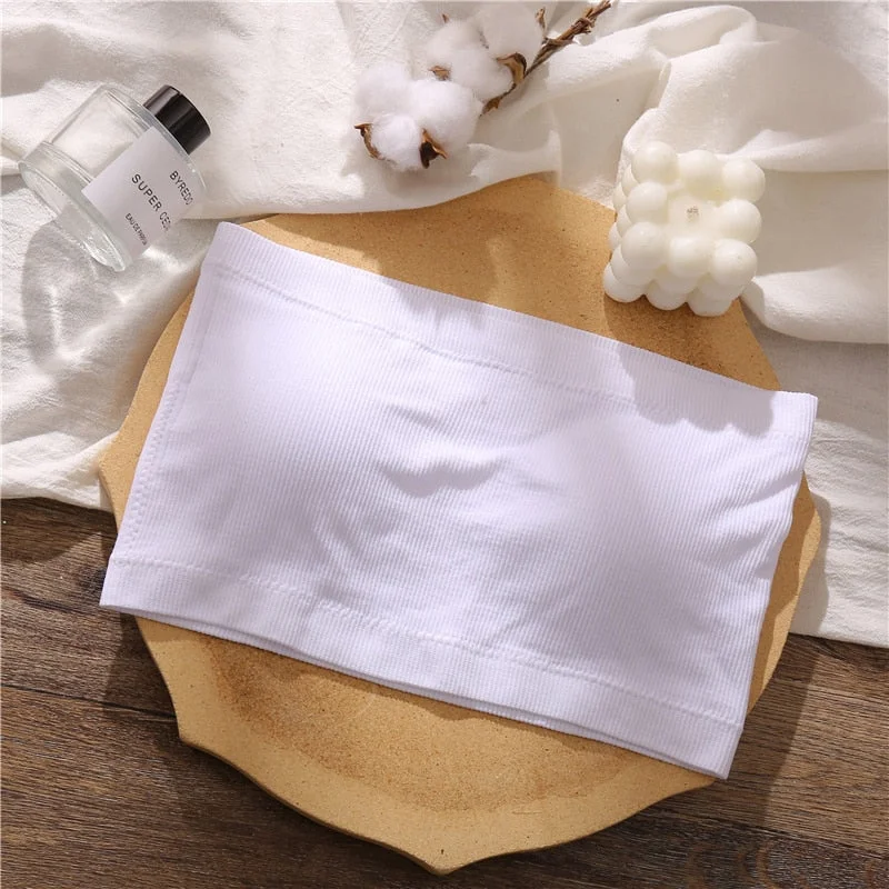 Women Tops Invisible Seamless Ribbed Top Female Underwear Sexy Camisole Tube Top Sleeveless Tank Crop Girls Intimates Lingerie