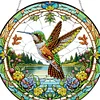 (US Only)PVC Glass Special Shaped Hummingbird Diamond Painting Hanging Sign Windows Decor