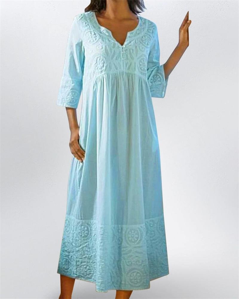 Women's Casual Solid Color Cotton Linen Dress