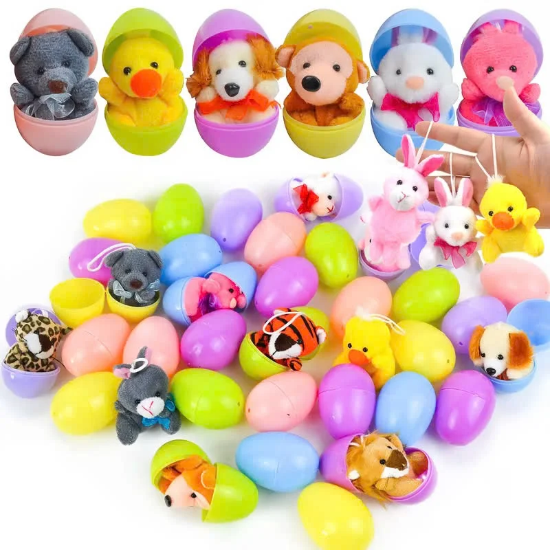 12/24/36 Pcs Prefilled Easter Eggs. Filled with Plush Animal Toys
