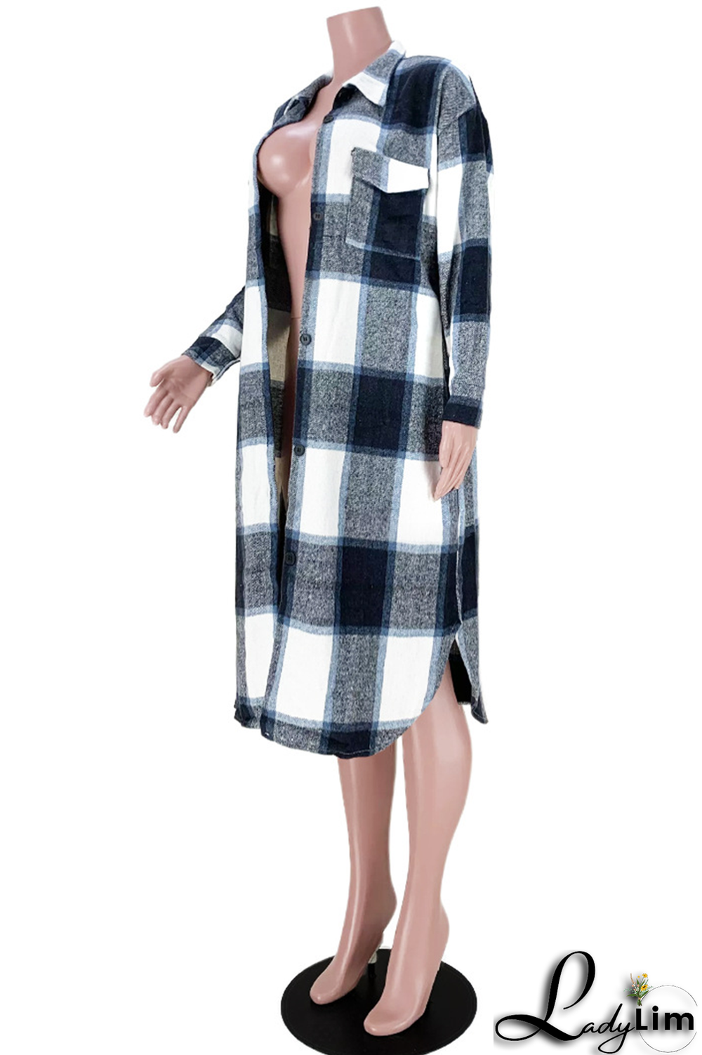 Green Casual Plaid Patchwork Turndown Collar Outerwear