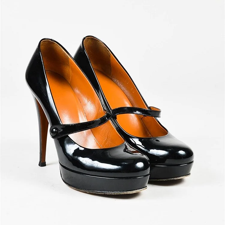 Vintage / Retro Black Street Wear Pumps 2021 10 cm Thick Heels Round Toe  Pumps High Heels
