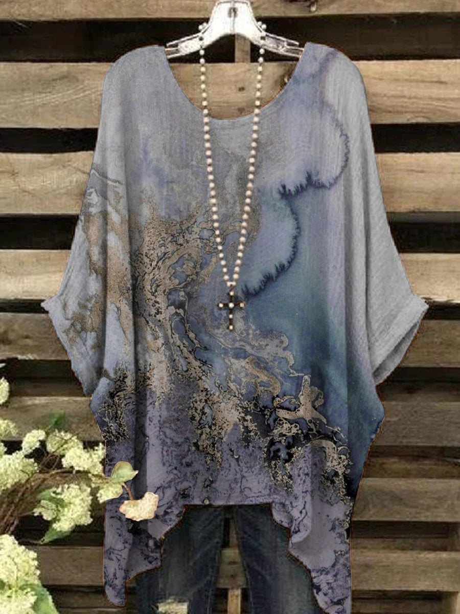 Women 3/4 Sleeve Scoop Neck Graphic Floral Printed Women Tops