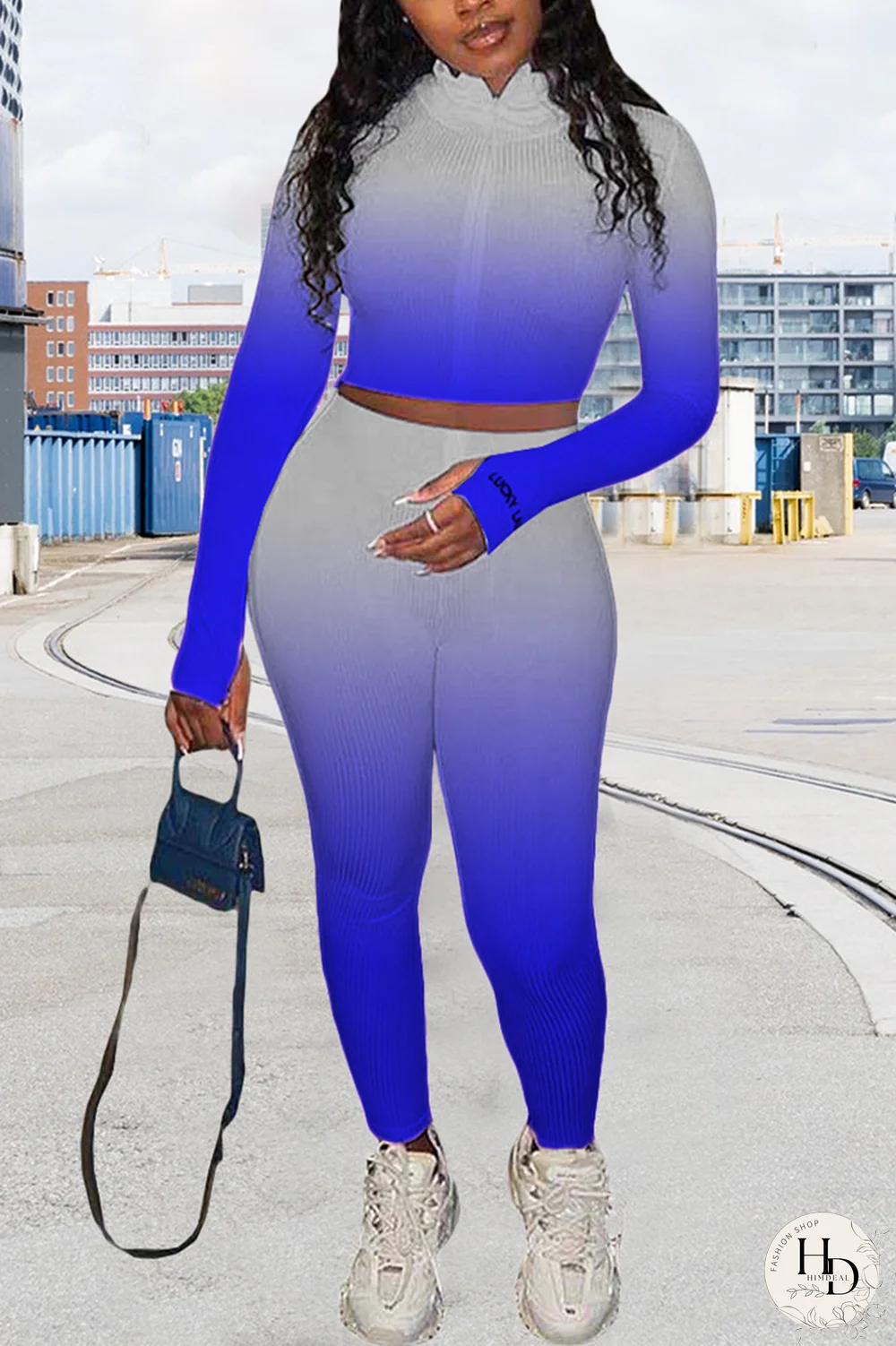 Rose Red Casual Print Letter Turndown Collar Long Sleeve Two Pieces