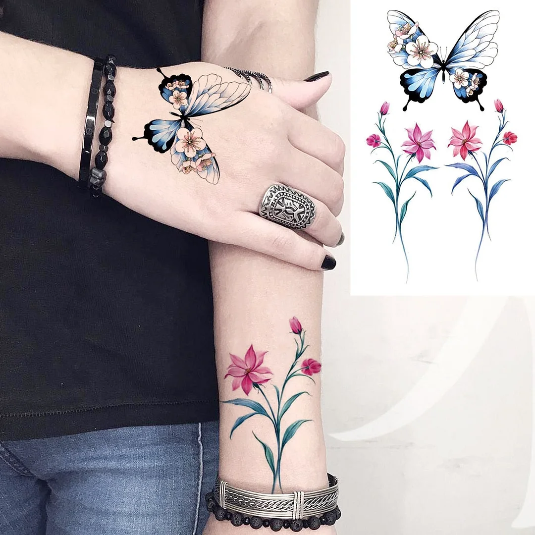 Lotus Mandala Flower Deer Sexy Temporary Tattoos For Women Neck Back Adult Geometric Tribe Fake Tattoo Body Art Waterproof Tatoo