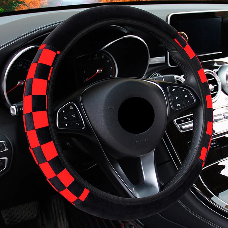 Universal 38cm Plush Fabric Auto Decoration Car Steering Wheel Cover