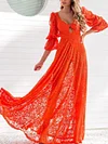 Crochet Hollow Half Sleeves Maxi Dress