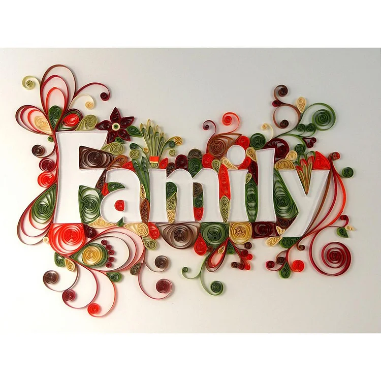 Paper Quilling (Family) - Full Round Drill Diamond Painting - 40x30cm(Canvas)