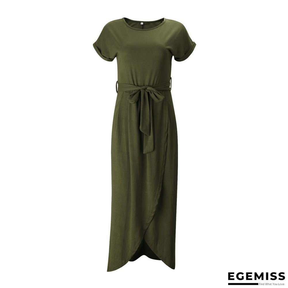 Irregular Dress with Flat Round Neck In Solid Color | EGEMISS