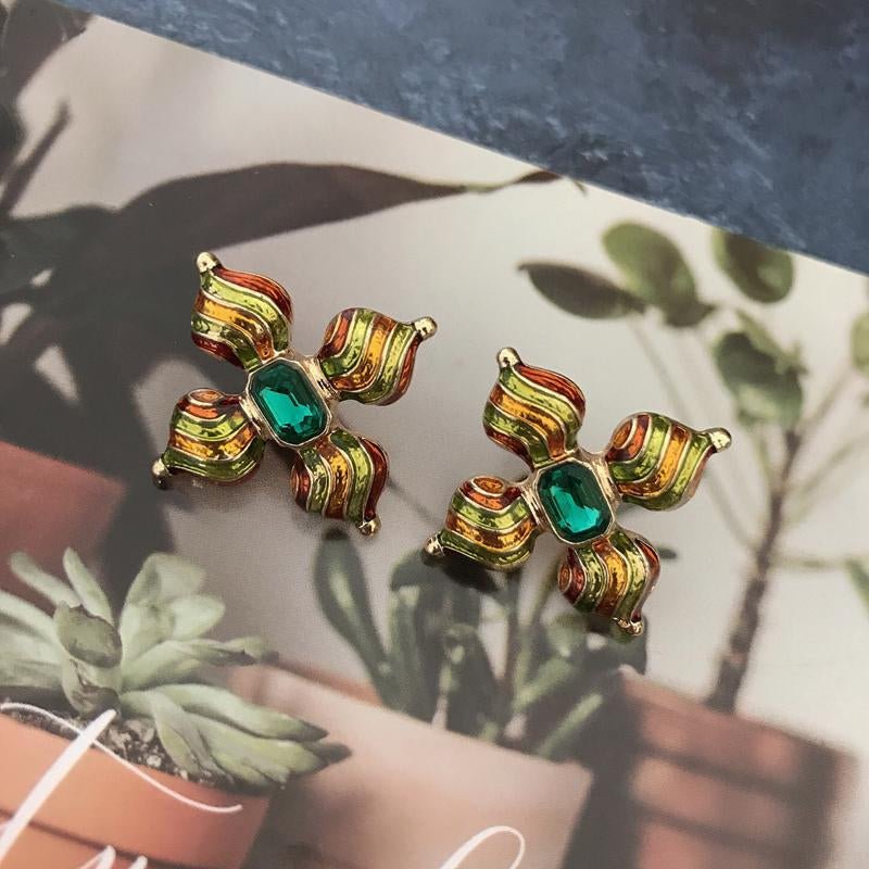 Enamel Metal Colorful Stud Earrings