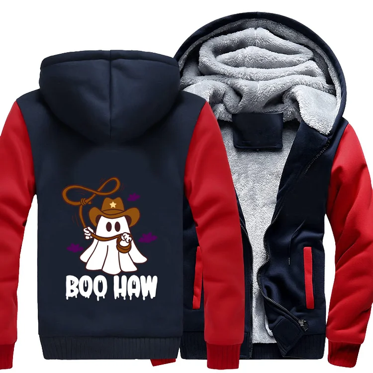 Cowboy Ghost BOO HAW, Halloween Fleece Jacket