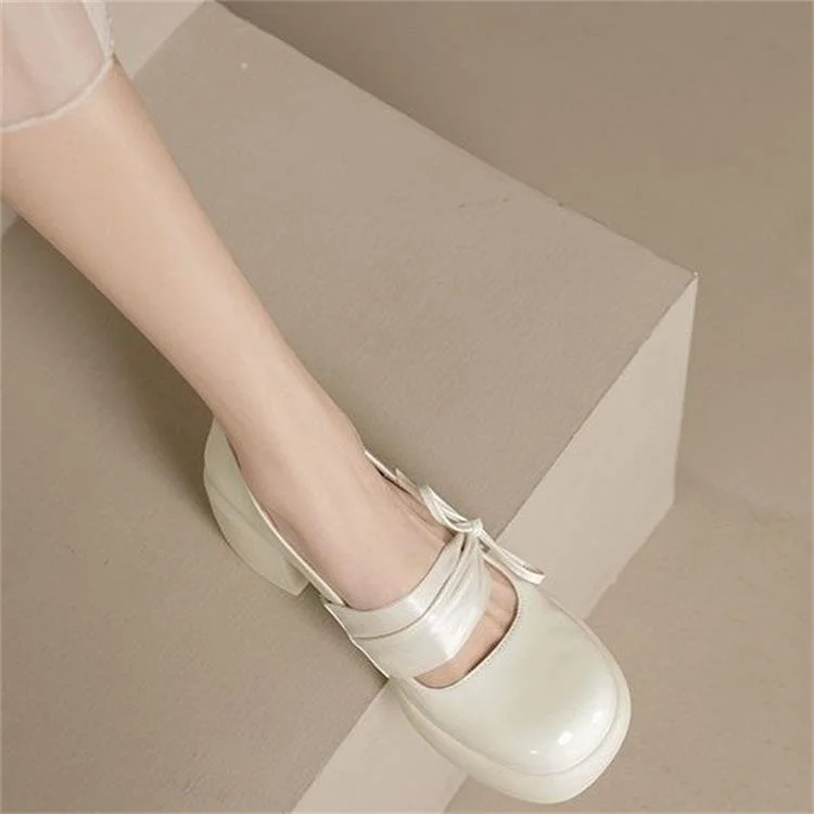 Churchf Churchf Women 2024 Spring And Autumn New British Wind Mary Jane Women's Shoes Bow Thick With Gentle Shallow Single Shoes Women