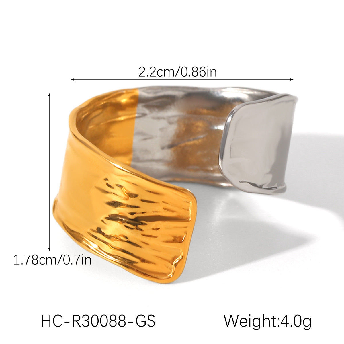Phoenix Tide Ins18K Gold-Plated Ring Texture Stainless Steel Open Ring Female Titanium Steel Jewelry