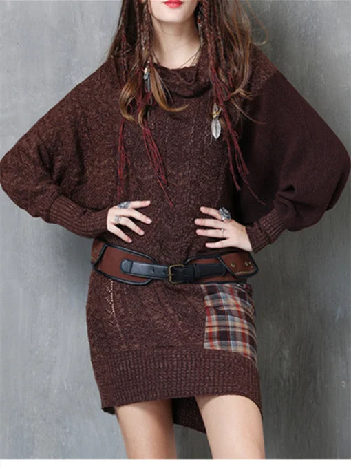 Women's Winter Warm Knitted Scoop Neck Long Sleeve Dress