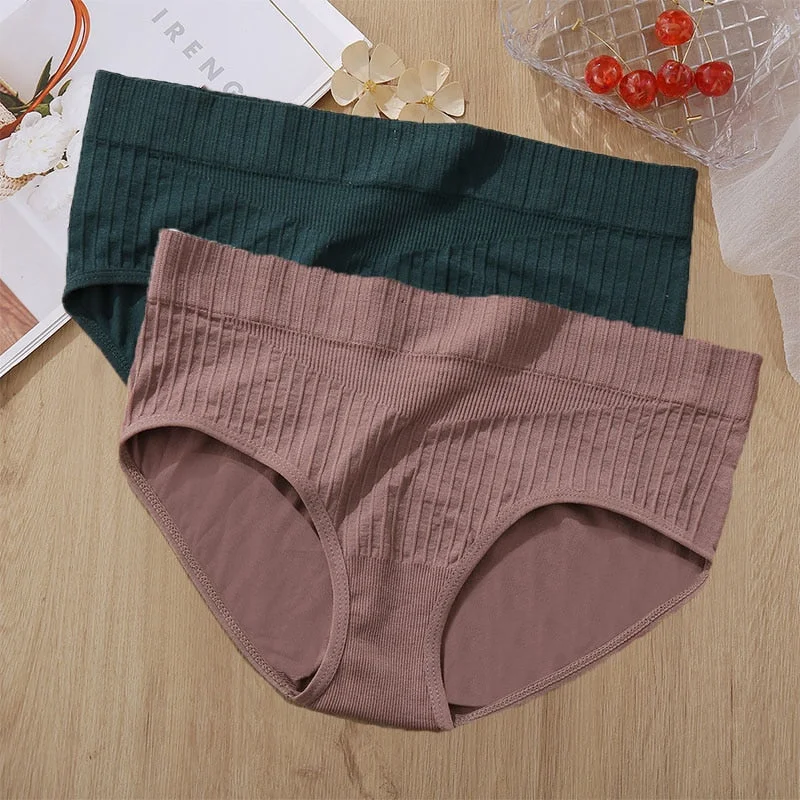 2PCS Panties Set Bodyshaper Panties Women's Underwear Sexy Briefs Female Underpants Seamless Pantys Intimates Lingerie 8 Colors