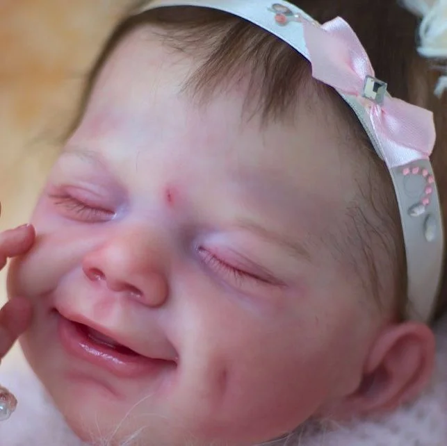  [Heartbeat & Sound] 20" Super Cute Sleeping Smiling Slicone Reborn Newborn Baby Girl Doll Toy kami,Best Gifts of 2024 - Reborndollsshop®-Reborndollsshop®