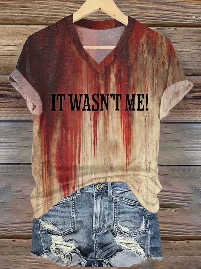 Women's Bloody Halloween It Wasn't Me  Print Casual T-Shirt