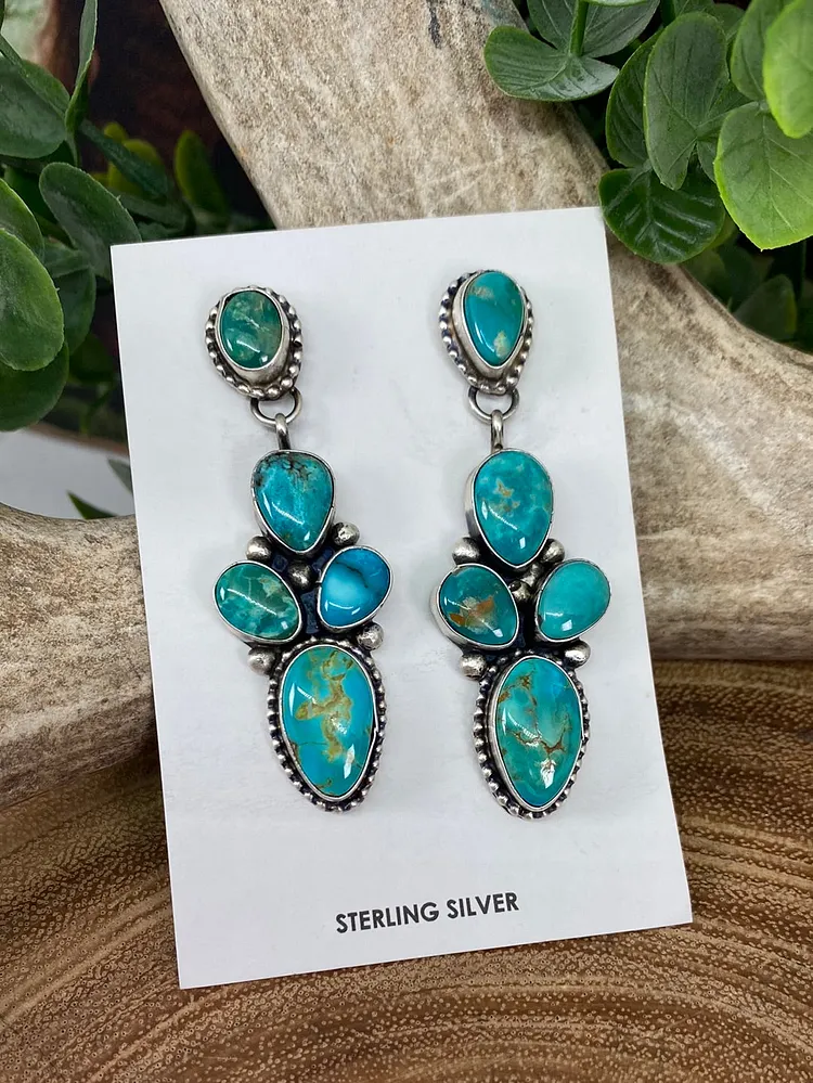 Farrington 5 Stone Royston Post Earrings - Turquoise