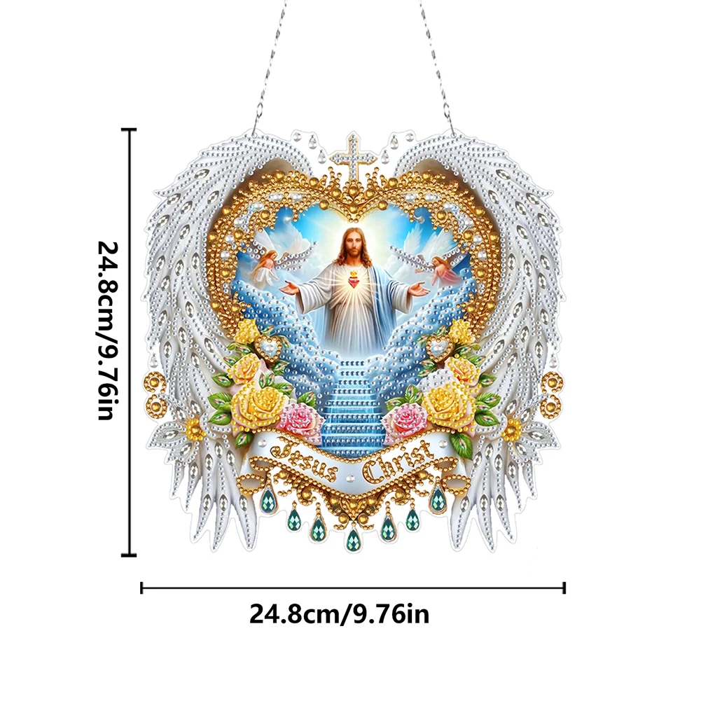 5D DIY Acrylic Jesus Special Shape Diamond Painting Dots Pendant Rhinestone Diamond Art Pendants
