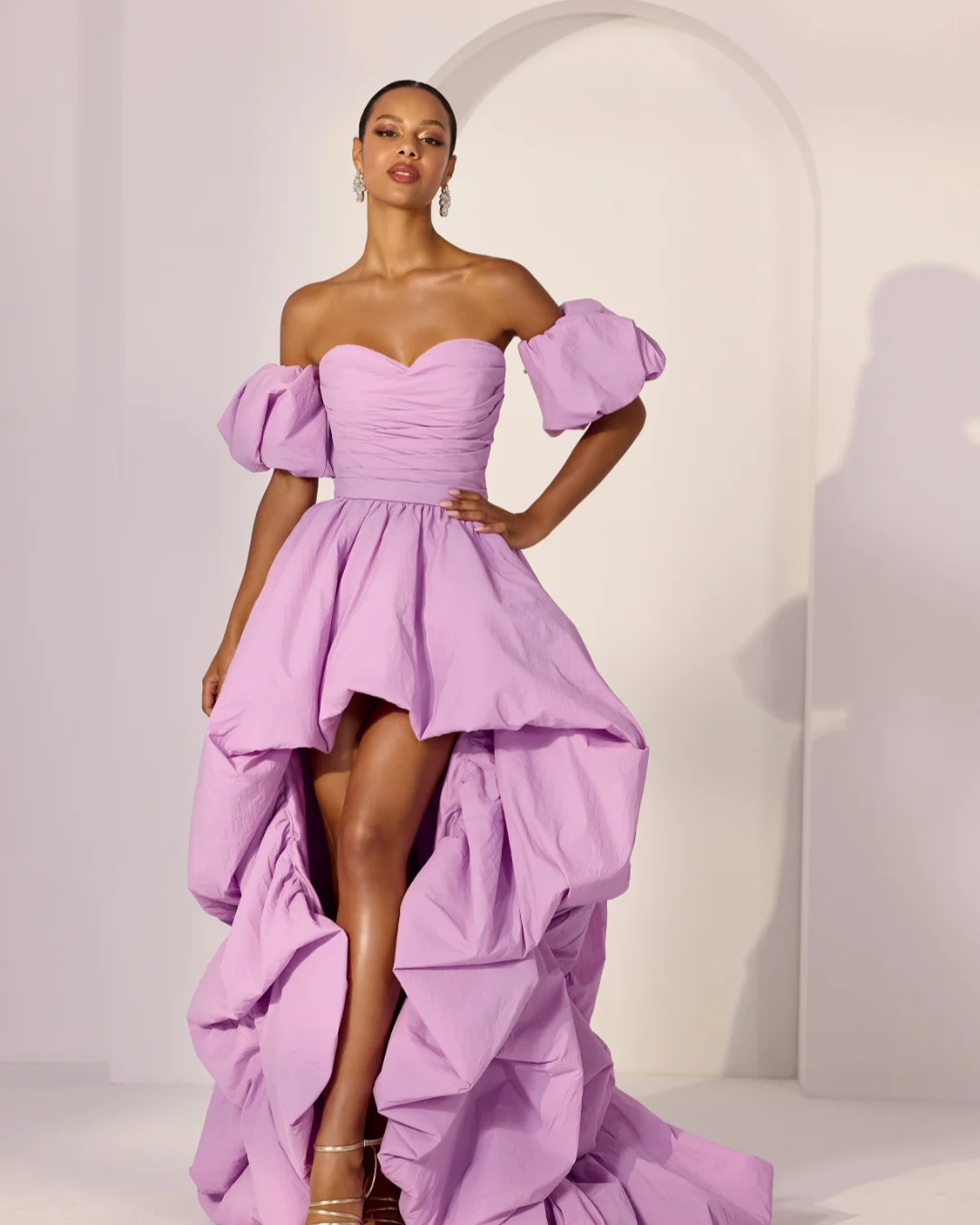 Lussooy Princess-Style Purple Sweetheart Strapless Hi-Lo Evening Dress