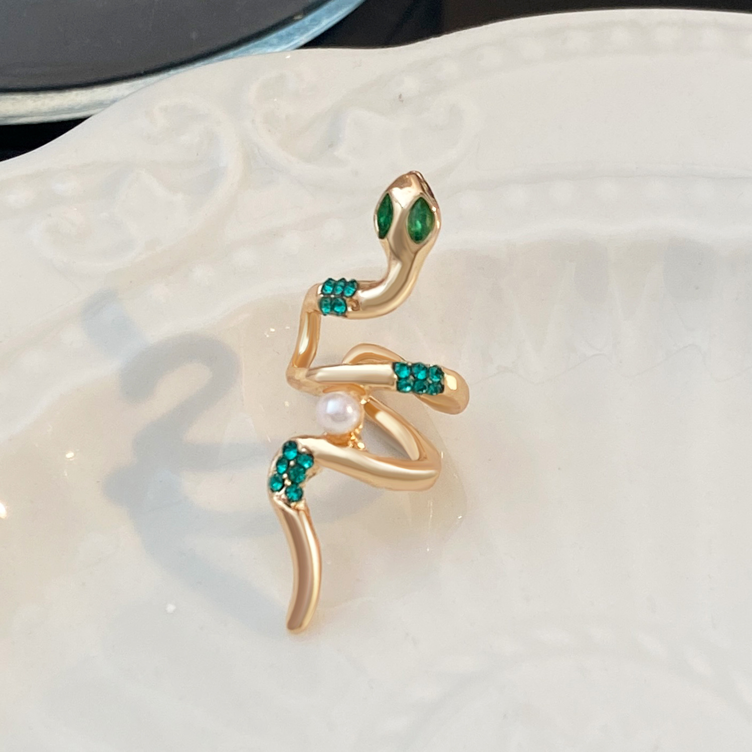 Copper and Gold Plated Snake Zirconia Earrings