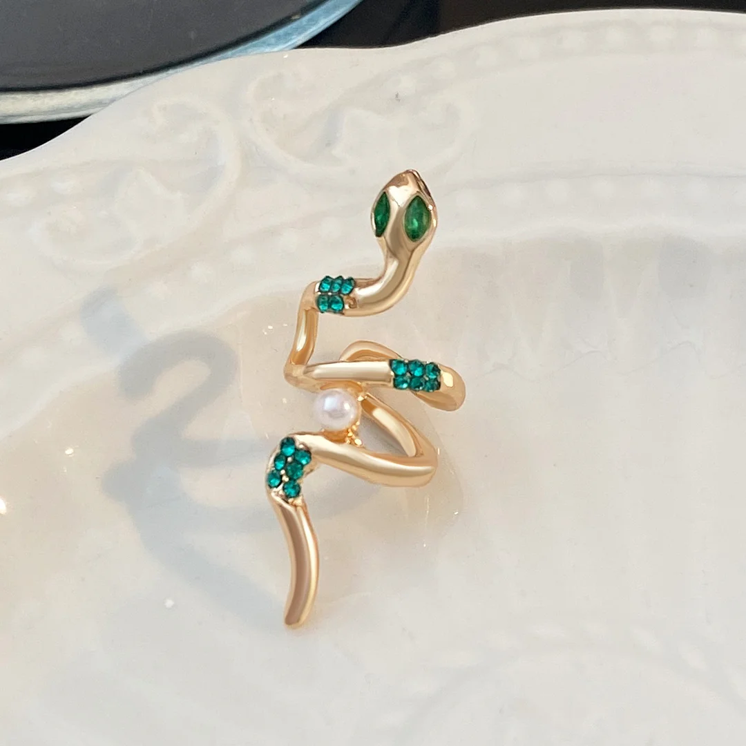 Copper and Gold Plated Snake Zirconia Earrings