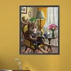 Diamond Painting-Round AB Drill Cat Reading Books(45*55CM)