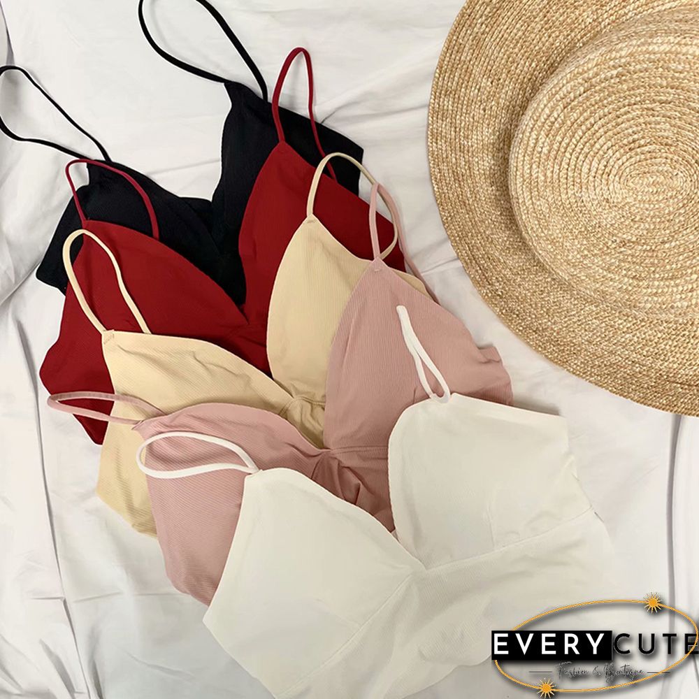 Sexy Satin Crop Tops Women Wireless Bralette Crochet Top Female Spaghetti strap T-shirt