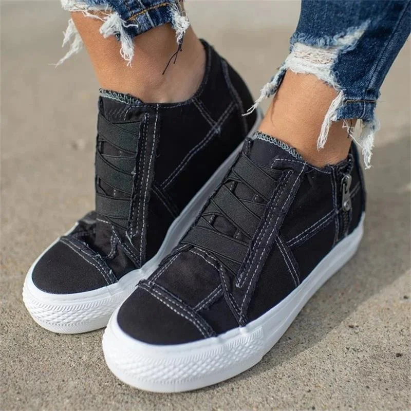 Women's Vulcanized Shoes 2021 Canvas Shoes Slip on Solid Color Ladies Sneakers Comfortable Flat Outdoor Female Casual Shoes