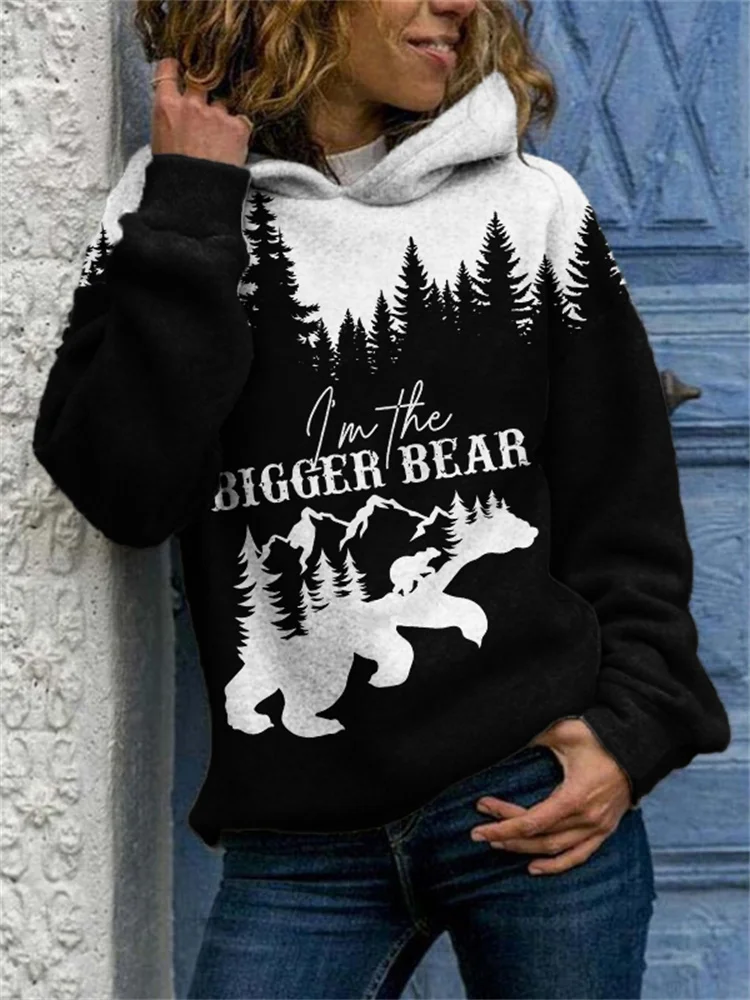 Western Forest Mountains Letter Contrast Hoodie